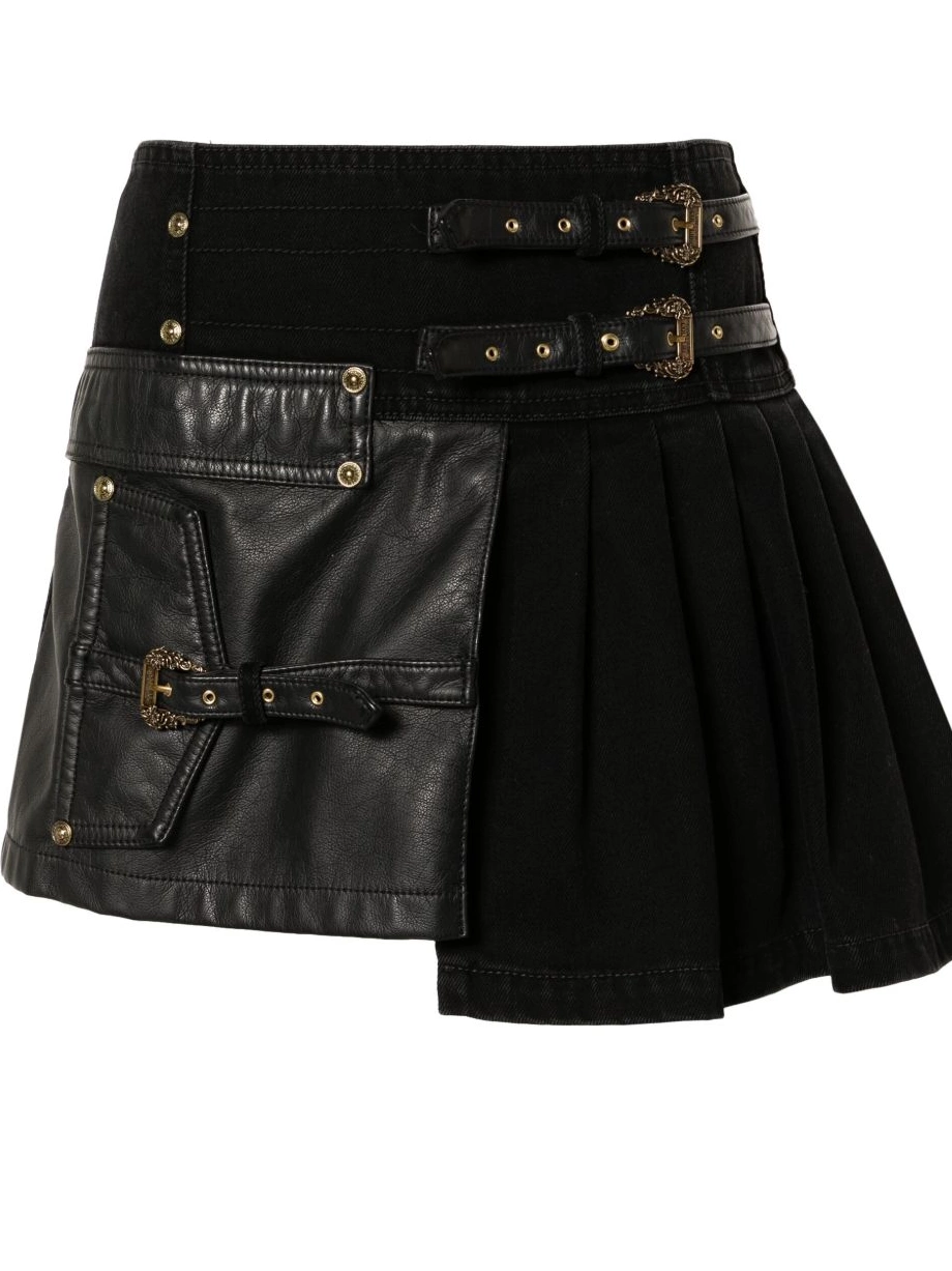 Affordable details mini decorative-buckle Jeans Couture Versace skirt Women 0819
